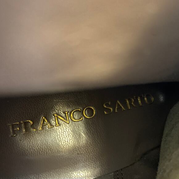 Franco Sarto Wedge Heel Ankle Booties Womens Size 8 Dark Olive Suede Leather - Picture 6 of 8